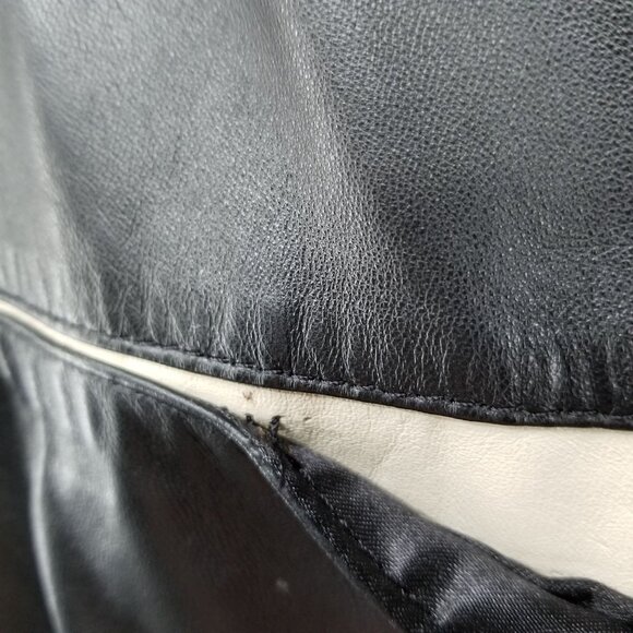 Silvia y Mario Womens Black Leather Jacket Lined Pockets Full Zip Argentina Sz M - Picture 15 of 16